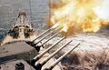 Линкор USS Wisconsin ведет огонь. Корея, 30 января 1952 г.