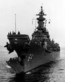 Поврежденный нос USS Wisconsin после столкновения с эсминцем USS Eaton 6 мая 1956 г.