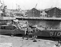 Эсминец USS Eaton после столкновения с USS Wisconsin. Норфолк, 8 мая 1956 г.