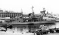 Учебный корабль USTS Charlston во время визита в Геную, 5 апреля 1956 года
