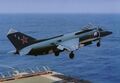 Як-38 с пушечными контейнерами УПК-23-250 взлетает с коротким разбегом с палубы